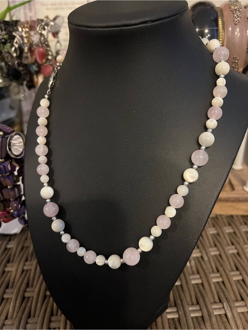 Pastel Pink and Cream Beaded Necklace